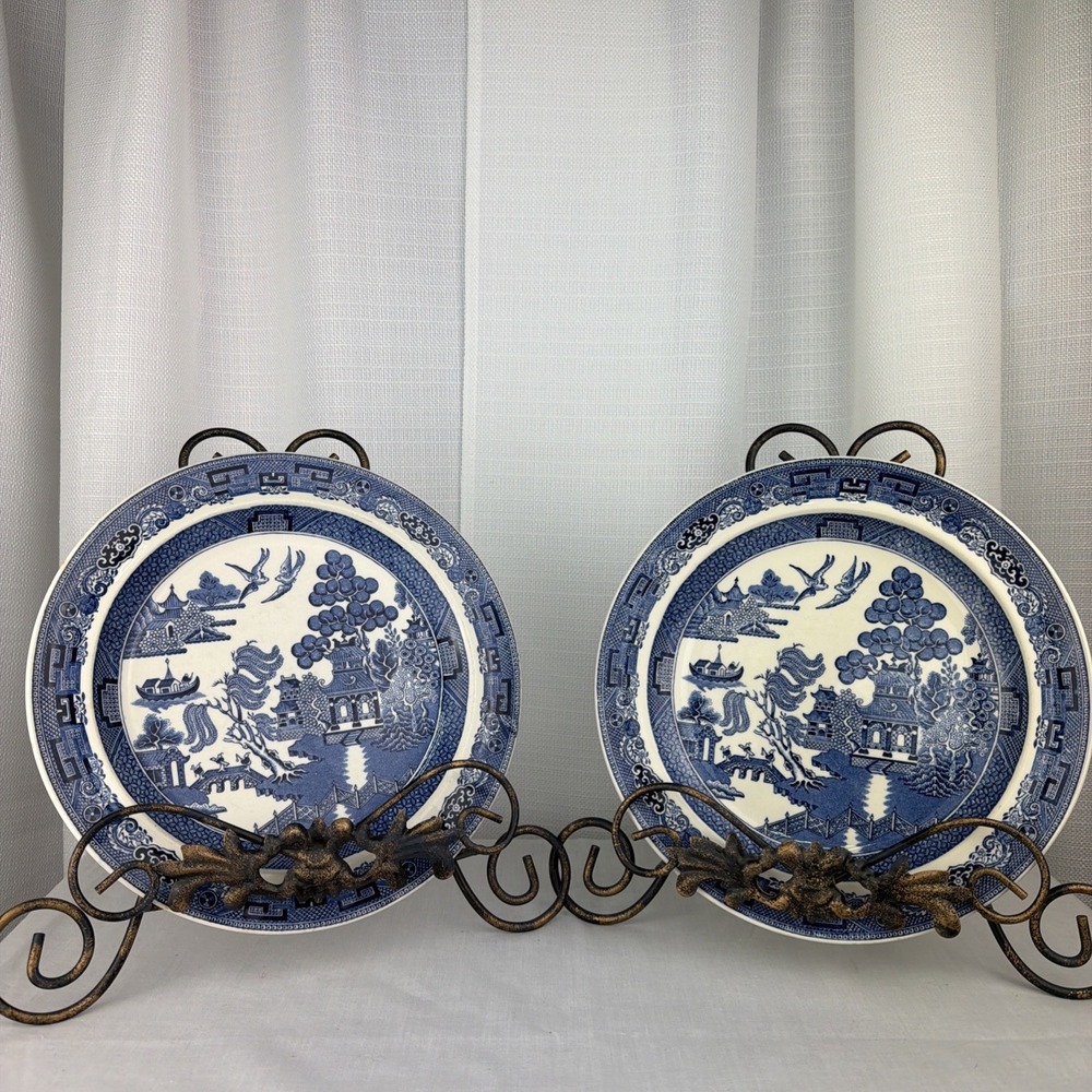 Lot Of 2 - Wedgwood BLUE WILLOW 9 3/4" Dinner Plate Etruria & Barlaston England